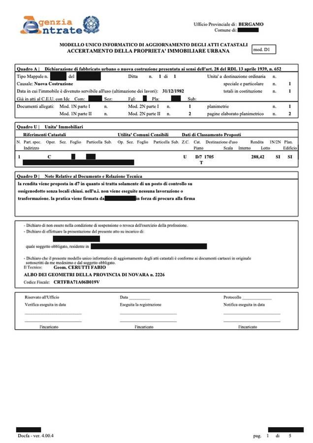 Modello Docfa (esempio anonimizzato)
